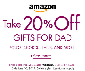 Use promo code 2ODADSI3 to save 20% on your purchase of eligible clothing items shipped and sold by Amazon.com.